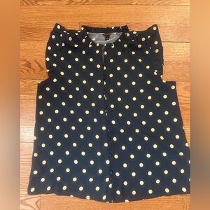 Ann Taylor Dark Green and White Polka Dot Top